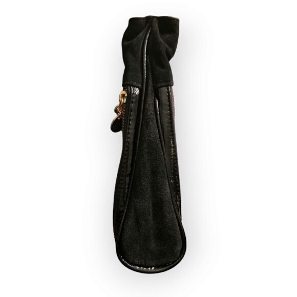 Gustto Black Patent Leather and Suede Large Wristlet Lapol Clutch - Picture 14 of 16